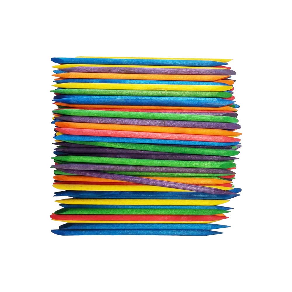 عقب زن ناخن چوبی رنگی 100عددی